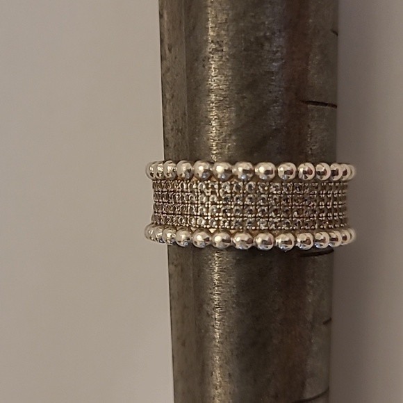 Solid sterling silver ring, eternity band with pave C/Z all around. - Picture 6 of 6